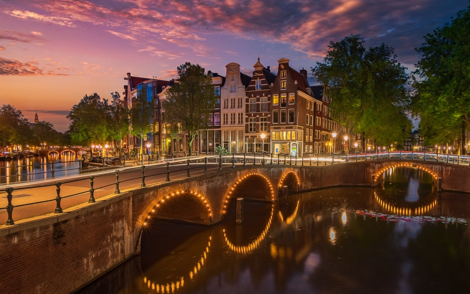 Amsterdam canals sunset